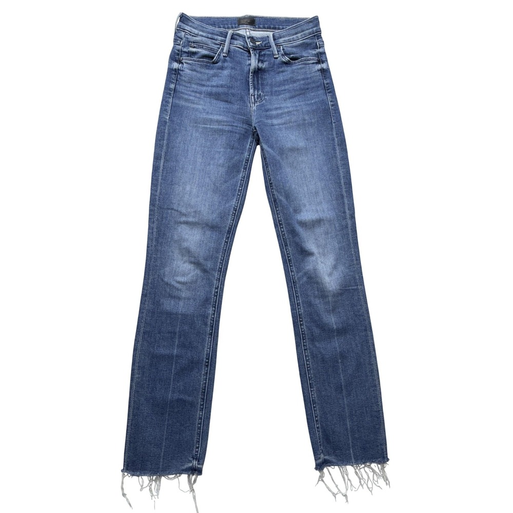 Mother Mid Rise Dazzler Ankle Fray Jeans Womens 24 Blue We The‎ Animals Made USA